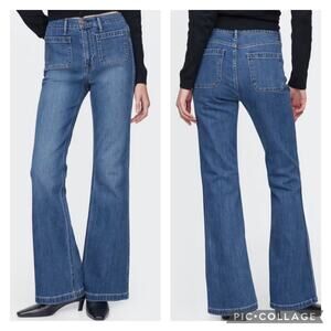 GAP 70s Flare High Rise Jeans Patch Pockets Size 14 Tall